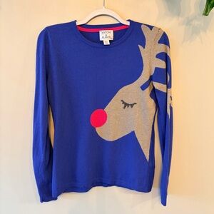 ANTONI & ALISON Cashmere Blend Reindeer Novelty Sweater with Pink Nose